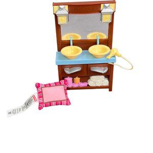 Fisher Price Loving Family Bathroom Vanity Double Sink Pillow 2008 2010